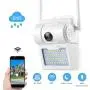 Floodlight Camera, Security Camera Outdoor 48LED Brightness with Siren Alarm IP65 Waterproof 1080p Night Vision Motion-Activated and Two-Way Audio White