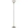 Maddox Modern Torchiere Floor Lamp Tall Satin Nickel Slim Profile Alabaster Glass Shade for Living Room Bedroom Uplight - 360 Lighting