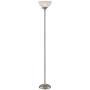 Maddox Modern Torchiere Floor Lamp Tall Satin Nickel Slim Profile Alabaster Glass Shade for Living Room Bedroom Uplight - 360 Lighting