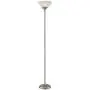 Maddox Modern Torchiere Floor Lamp Tall Satin Nickel Slim Profile Alabaster Glass Shade for Living Room Bedroom Uplight - 360 Lighting