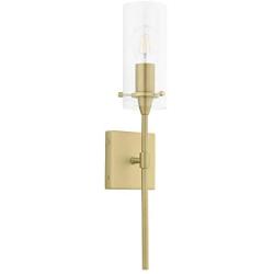 Effimero Gold Wall Sconce Lighting - Bathroom Light Fixture - Modern Indoor Bedroom Wall Lights with Clear Glass Shades