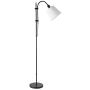 CO-Z Floor Task Lamp with Gooseneck Adjustable, Modern Standing Reading Lamps with White Fabric Shade, 64 Black Floor Lamp for Living Room Bedroom Reading Office Farmhouse Dorm.