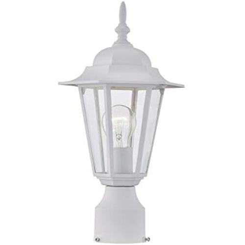 WISBEAM Outdoor Post Light, Pole Lantern, E26 Base 100W Max, Aluminum Housing Plus Glass, Wet Location Rated, ETL Qualified, Bulbs not Included (White Finish)