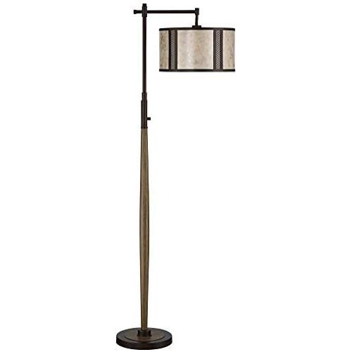 Matteo Rustic Farmhouse Downbridge Floor Lamp Oil Rubbed Bronze Faux Wood Mica Metal Mesh Drum Shade for Living Room Reading Bedroom Office - Franklin Iron Works