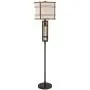 Elias Industrial Farmhouse Floor Lamp with Nightlight LED Oil Rubbed Bronze Off White Oatmeal Fabric Drum Shade for Living Room Reading Bedroom Office - Franklin Iron Works Elias Industrial Farmhouse Floor Lamp with Nightlight LED Oil Rubbed Bronze Off White Oatmeal Fabric Drum Shade for Living Room Reading Bedroom Office - Franklin Iron Works