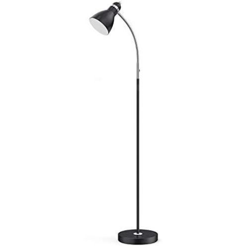 LEPOWER Metal Floor Lamp, Adjustable Goose Neck Standing Lamp with Heavy Metal Based, E26 Lamp Base, Torchiere Light for Living Room, Bedroom, Study Room and Office(Black)