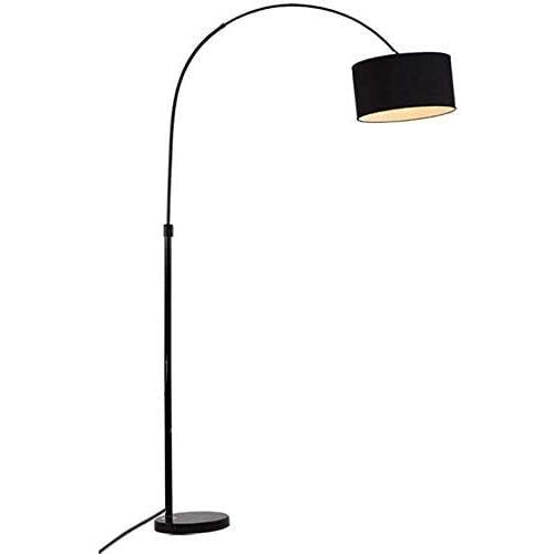 BXZ Perfect Fishing Shape Floor Lamp for Living Room Black Arched Floor Lamp for Living Room with Fabric Shade and Heavy Marble Base Metal and Cloth Art Design Living Room Reading Lights