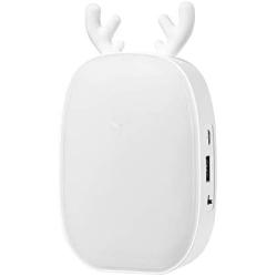 Small Bedside Table Lamps Cute Cartoon Antler, USB Rechargeable LED Night Light Eye Protection Reading Lamp Modern Lamps for Living Room Bedroom - White