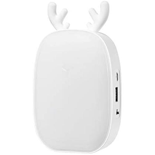 Small Bedside Table Lamps Cute Cartoon Antler, USB Rechargeable LED Night Light Eye Protection Reading Lamp Modern Lamps for Living Room Bedroom - White