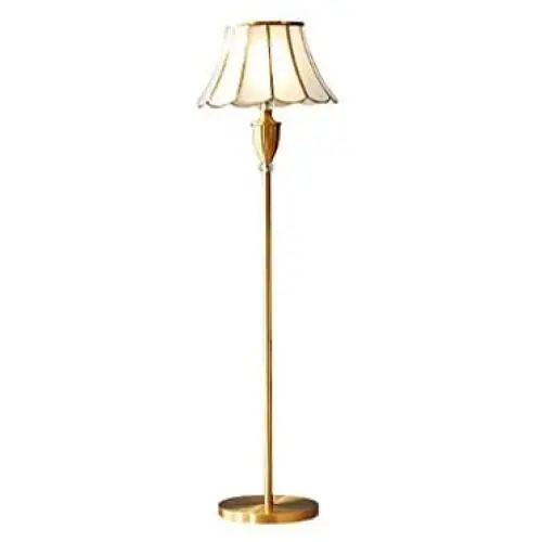 ZZL Standing Lamps Floor Lamp Modern Standing Lamp with Glass Lamp Shade and Foot Switch Standing Reading Light for Living Room, Bedroom Tall Lamp (Color : Brass)