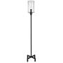 Henn&Hart FL0011 Modern Industrial Farmhouse Blackened Bronze Metal Finish with Seeded Glass Shade for Living, Bedroom, Office, Or Dining Room Floor Lamp, One Size, Black