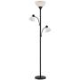 Bingham Modern Torchiere Floor Lamp 3-Light Tree Black Metal White Shades for Living Room Reading Bedroom Office Uplight - 360 Lighting