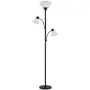 Bingham Modern Torchiere Floor Lamp 3-Light Tree Black Metal White Shades for Living Room Reading Bedroom Office Uplight - 360 Lighting