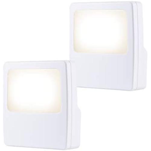 GE White Always-On LED Night Light, 2 Piece, Plug-In, Compact, Soft Glow, UL-Listed, Ideal for Bedroom, Nursery, Bathroom, Hallway, 11311, 2 Piece