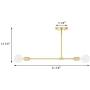 XiNBEi Lighting Semi Flush Mount Ceiling Light, Vintage Sputnik Satin Brass Close to Ceiling with 2 LED Bulb for Bedroom Living Room XB-SF1234-2-SB-G30