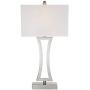 Roxie Modern Table Lamps Set of 2 Brushed Steel Off White Rectangular Shade for Living Room Family Bedroom Bedside Office - 360 Lighting