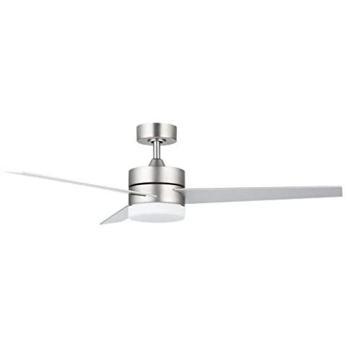 CO-Z 52’’ Modern Ceiling Fan with Lights and Remote, Contemporary Ceiling Fans Brushed Nickel, Indoor LED Ceiling fan for Kitchen Bedroom Living Room, 3 Reversible Blades in Silver and Walnut Finish, ETL certificate