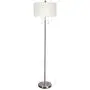 DEEPLITE Modern Floor Lamp, Tall Standing Lamp with 2 Bulb Socket for Office Bedroom Living Room Bright Lighting, Brushed Nickel Body, White Lampshade