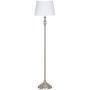 Amazon Brand – Ravenna Home Metal Living Room Slim Standing Floor Lamp With LED Light Bulb - 59.25 Inches, Brushed Nickel with White Shade