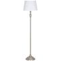 Amazon Brand – Ravenna Home Metal Living Room Slim Standing Floor Lamp With LED Light Bulb - 59.25 Inches, Brushed Nickel with White Shade