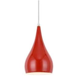 LITFAD Red Minimalist Teardrop Pendant Lamp Suspended Light Designers Style Pendant Light Aluminum 1 Light Drop Light Modern Ceiling Hanging Light for Dining Room Restaurant Cafe Bar