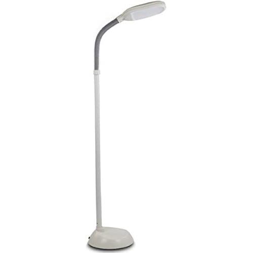 Baltoro LED Floor Lamp - Soft White Reading Light - Built-in Step Dimmer -Adjustable Head Pivots in Any Direction Save Energy 12 Watts - White Color - SL5757GL