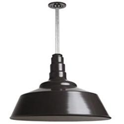 The Manhattan Industrial Pendant Light | Large Warehouse Barn Light with Rigid Stem for Ceiling | Heavy Duty Steel Light | Made in America (Dark Bronze)