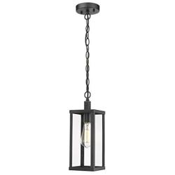 Odeums Outdoor Pendant Lantern, Exterior Pendant Hanging Lights, Pendant Lighting Fixture in Black Finish with Clear Glass