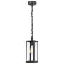 Odeums Outdoor Pendant Lantern, Exterior Pendant Hanging Lights, Pendant Lighting Fixture in Black Finish with Clear Glass