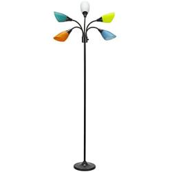 Catalina Lighting 20744-000 Modern 5-Light Floor Lamp with Adjustable Multi-Colored Shades, 67.5'', Black