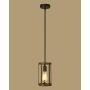 Eapudun Farmhouse Pendant Light, 1-Light Metal Wire Cage Hanging Lantern, Matte Black and Wood Finish, PDA1141-FBDT