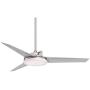 52'' Cyber Modern Ceiling Fan with Light LED Dimmable Remote Control Brushed Steel for Bedroom Kitchen Living Room Dining - Casa Vieja
