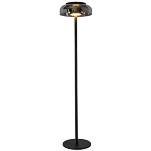 HTL Practical Reading Light Standing Lamp Led, Modern Design Floor Light Black, Reading Lamp, Glass Lampshade, Long Lifespan High Lumens, for Living Room Bedroom, Warm Light 6W