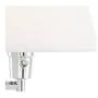 Clement Modern Swing Arm Wall Lamps Set of 2 Sleek Chrome Plug-in Light Fixture White Linen Empire Shade for Bedroom Bedside Living Room Reading - 360 Lighting