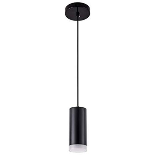 Harchee Modern LED Cylindrical Pendant Lighting Black Mini Pendant Light with Acrylic Shade, Adjustable Ceiling Hanging Lamp Fixture for Kitchen Island Bar Dining Room Farmhouse 7W Daylight 6000K