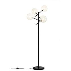 Dellemade Sputnik Chandelier Floor Lamp for Bedroom,4-Lights Clear Glass Shade Floor Light for Living Room,Black