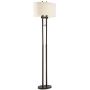Roscoe Modern Floor Lamp Twin Pole Oil Rubbed Bronze White Drum Shade for Living Room Reading Bedroom Office - Franklin Iron Works