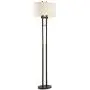 Roscoe Modern Floor Lamp Twin Pole Oil Rubbed Bronze White Drum Shade for Living Room Reading Bedroom Office - Franklin Iron Works
