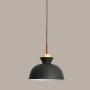 SkyTalent Modern Wooden Handle Pendant Hanging Light, Macaron Pendant Lighting Metal Shade Chandeliers Hanging Lighting Retro Industrial lamp for Dining Room Bulbs Not Included (Black)