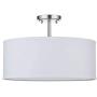 LED White Fabric Drum Shade semi Flush Mount Ceiling Light PS Diffuser with Brushed Nickel Finish, Chandeliers Shade with 18'' 3 Light