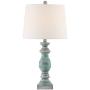 Patsy Country Cottage Table Lamps Set of 2 Blue Gray Washed Tapered Fabric Drum Shade for Living Room Bedroom Bedside Nightstand Office Family - Regency Hill