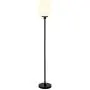 Henn&Hart FL0505 Industrial Modern Standing Floor Lamp for Living Room, Bedroom, Office, Black/Milk Glass