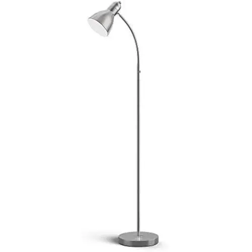 LEPOWER Metal Floor Lamp, Adjustable Goose Neck Standing Lamp with Heavy Metal Based, E26 Lamp Base, Torchiere Light for Living Room, Bedroom, Study Room and Office(Silver)