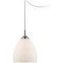 Brushed Nickel Plug in Mini Swag Pendant Light 9'' Wide Modern Opal Glass Shade Fixture for Kitchen Island Dining Room - Possini Euro Design