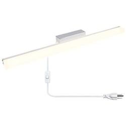 LED Vanity Bathroom Wall Light, Lustaled 22.4 Inch Rectangle Vanity Mirror Lights Bar 9W Stainless Steel Makeup Mirror Front Lighting 3000K for Hotel Mirror Cabinets Wall Mounted Lamps (with US Plug)