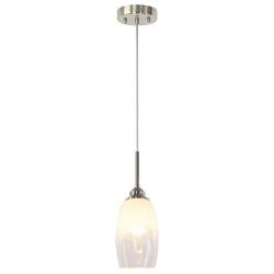 TODOLUZ Mini Single Pendant Light Fixture with Half White Artistic Glass Lampshade Brushed Nickel Finished Hanging Ceiling Pendant Lighting for Kitchen Island Cafe Living Room