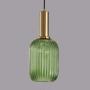 LITFAD Ribbed Glass Geometric Hanging Light Simplicity Single Light Ceiling Light in Brass Finish Modern Pendant Light Fixture for Hallway Warehouse Dining Room Bar Restaurants Bedrooms - A Green