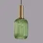 LITFAD Ribbed Glass Geometric Hanging Light Simplicity Single Light Ceiling Light in Brass Finish Modern Pendant Light Fixture for Hallway Warehouse Dining Room Bar Restaurants Bedrooms - A Green