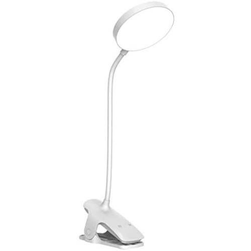 Clip on Light Reading Light, Battery Powered Reading Lamp, Clip on Lamp with 5 Color x 5 Brightness, Eye-Care Desk Lamp, Touch Control Clip Desk Lamp, Flexible USB Rechargeable Book Light