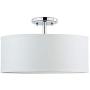 Doraimi 3-Light(16''Dia) Fabric Drum Shade semi Flush Mount + PS Diffuser with Chrome Finish,Off White Fabric Shade for Bar, Dining Room, Corridor,Living Room.LED Bulb(not Include)